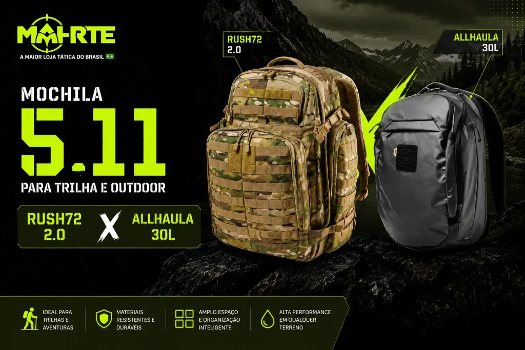 Comparação entre as mochilas 5.11: Rush72 2.0 e AllHaula