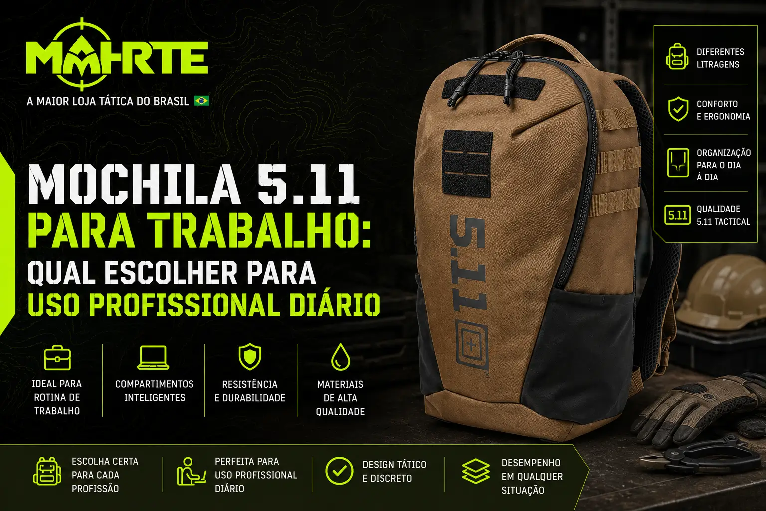 Mochila 5.11 para trabalho: qual escolher para uso profissional diário
